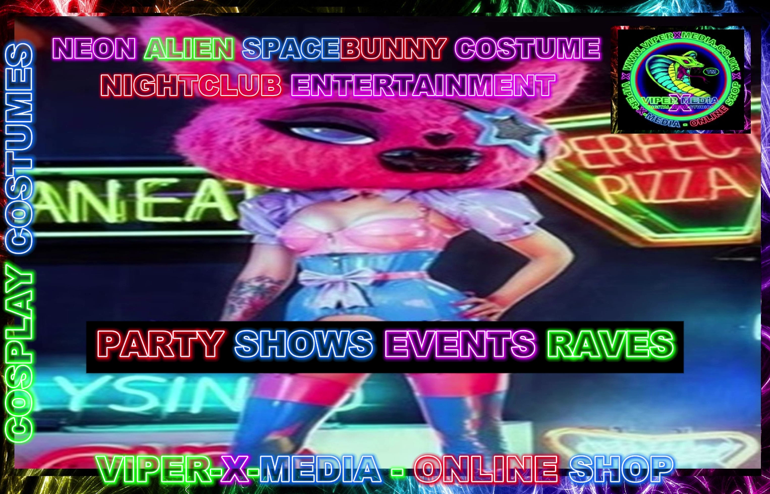 NEON ALIEN SPACEBUNNY DANCING NIGHTCLUB EVENTS SHOWS COSTUME  - RAVE/DANCE/NEON