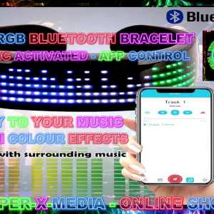 LED/RGB BLUETOOTH APP BRACELET MUSIC MULTI EFFECT WRISTBAND - RAVE/DANCE/NEON