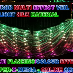 LED/RGB MULTI COLOUR EFFECT ACTIVATED LIGHT SILK VEIL - RAVE/DANCE/NEON