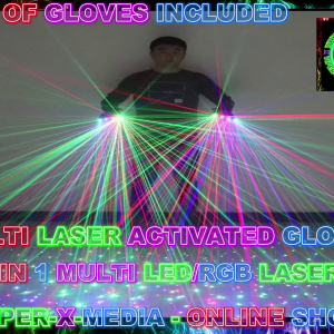 LED/RGB LASER GLOVES MULTI 2 IN 1 PAIR OF GLOVES NIGHTCLUB - RAVE/DANCE/NEON