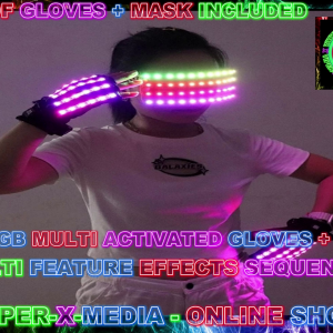 LED/RGB MULTI COLOUR EFFECT PAIR OF GLOVES + MASK NIGHTCLUB - RAVE/DANCE/NEON