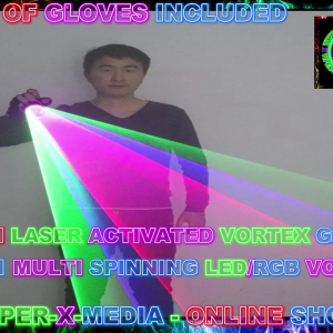 LED/RGB LASER VORTEX GLOVES MULTI 3 IN 1 ACTIVATED NIGHTCLUB - RAVE/DANCE/NEON