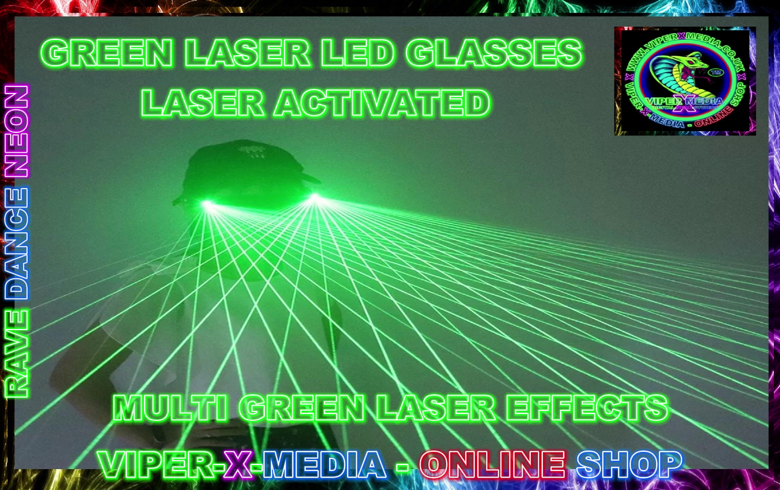 GREEN LASER LED GLASSES MULTI GREEN EFFECTS LASERS NIGHTCLUB - RAVE/DANCE/NEON