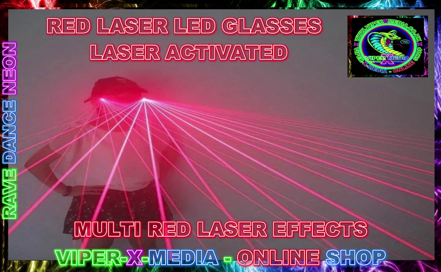 RED LASER LED GLASSES MULTI RED EFFECTS LASERS NIGHTCLUB - RAVE/DANCE/NEON