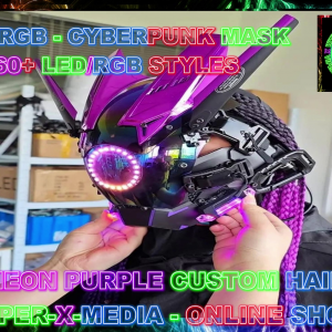 LED/RGB MULTI RING EFFECT 60+ STYLES CYBERPUNK COSPLAY MASK - RAVE/DANCE/NEON