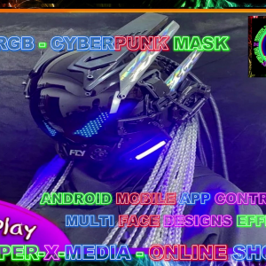 LED/RGB MULTI EFFECT APP CONTROLLED CYBERPUNK COSPLAY MASK - RAVE/DANCE/NEON