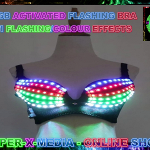 LED/RGB MULTI COLOUR EFFECT FLASHING DANCING BRA PARTY COSTUME - RAVE/DANCE/NEON