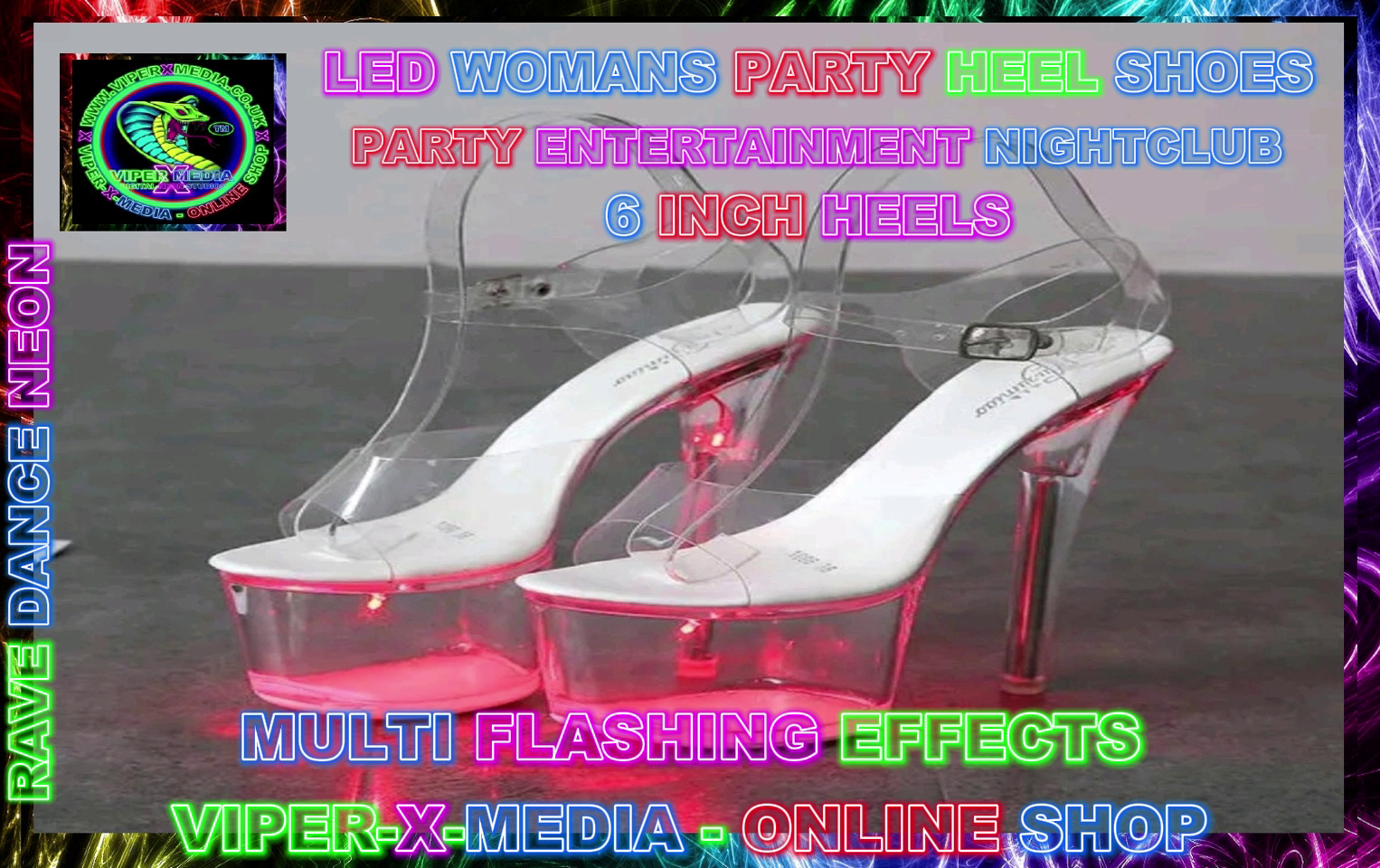 LED WOMANS PARTY 6 INCH HIGH HEELS SHOES MULTI COLOURS UK SIZES - RAVE/DANCE/NEON - Image 2
