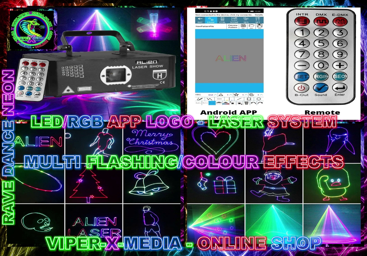 ALIEN LED/RGB LASER ANIMATION APP LOGO MULTI DMX SYSTEM NIGHTCLUB - RAVE/DANCE/NEON - Image 2