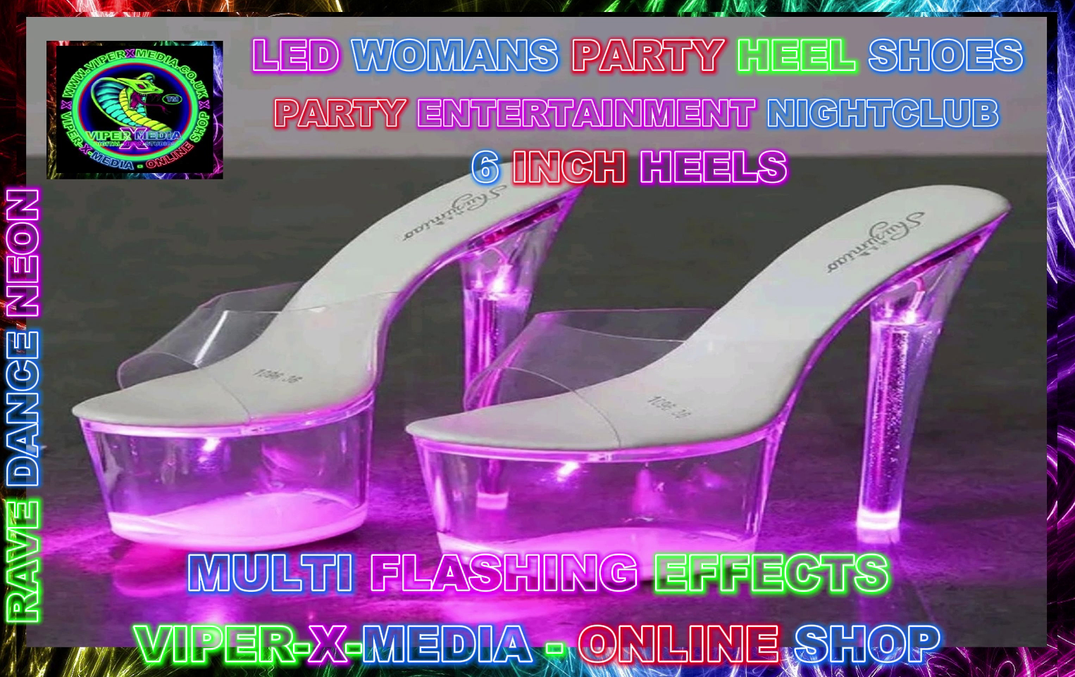 LED WOMANS PARTY 6 INCH HIGH HEELS SHOES MULTI COLOURS UK SIZES - RAVE/DANCE/NEON - Image 3