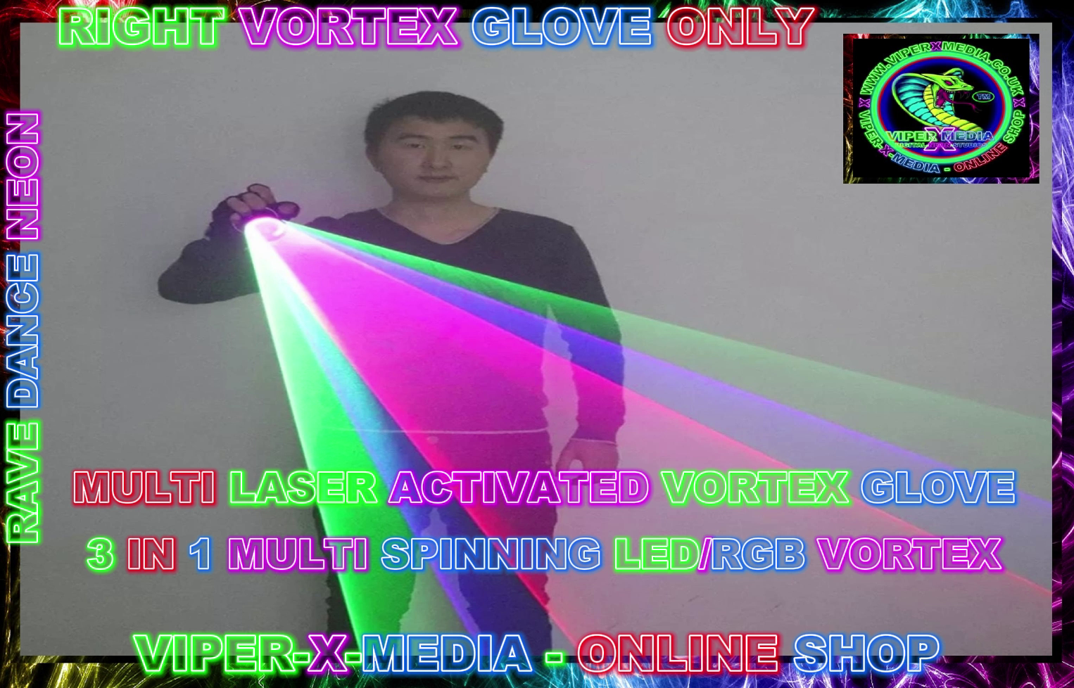 LED/RGB LASER VORTEX GLOVES MULTI 3 IN 1 ACTIVATED NIGHTCLUB - RAVE/DANCE/NEON - Image 3