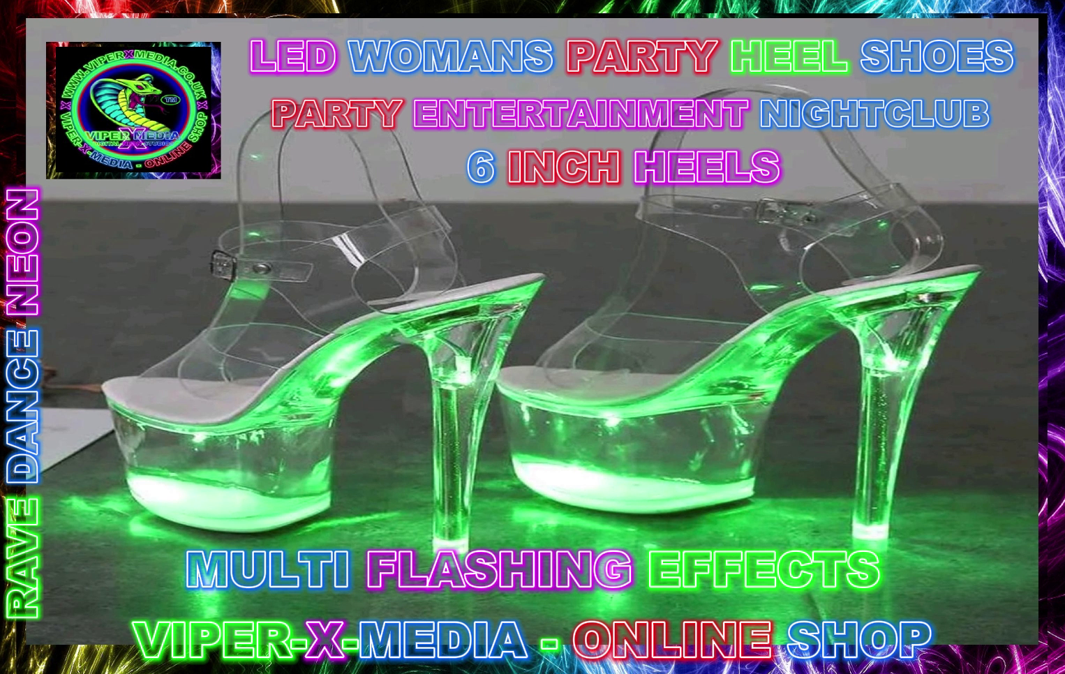 LED WOMANS PARTY 6 INCH HIGH HEELS SHOES MULTI COLOURS UK SIZES - RAVE/DANCE/NEON - Image 4
