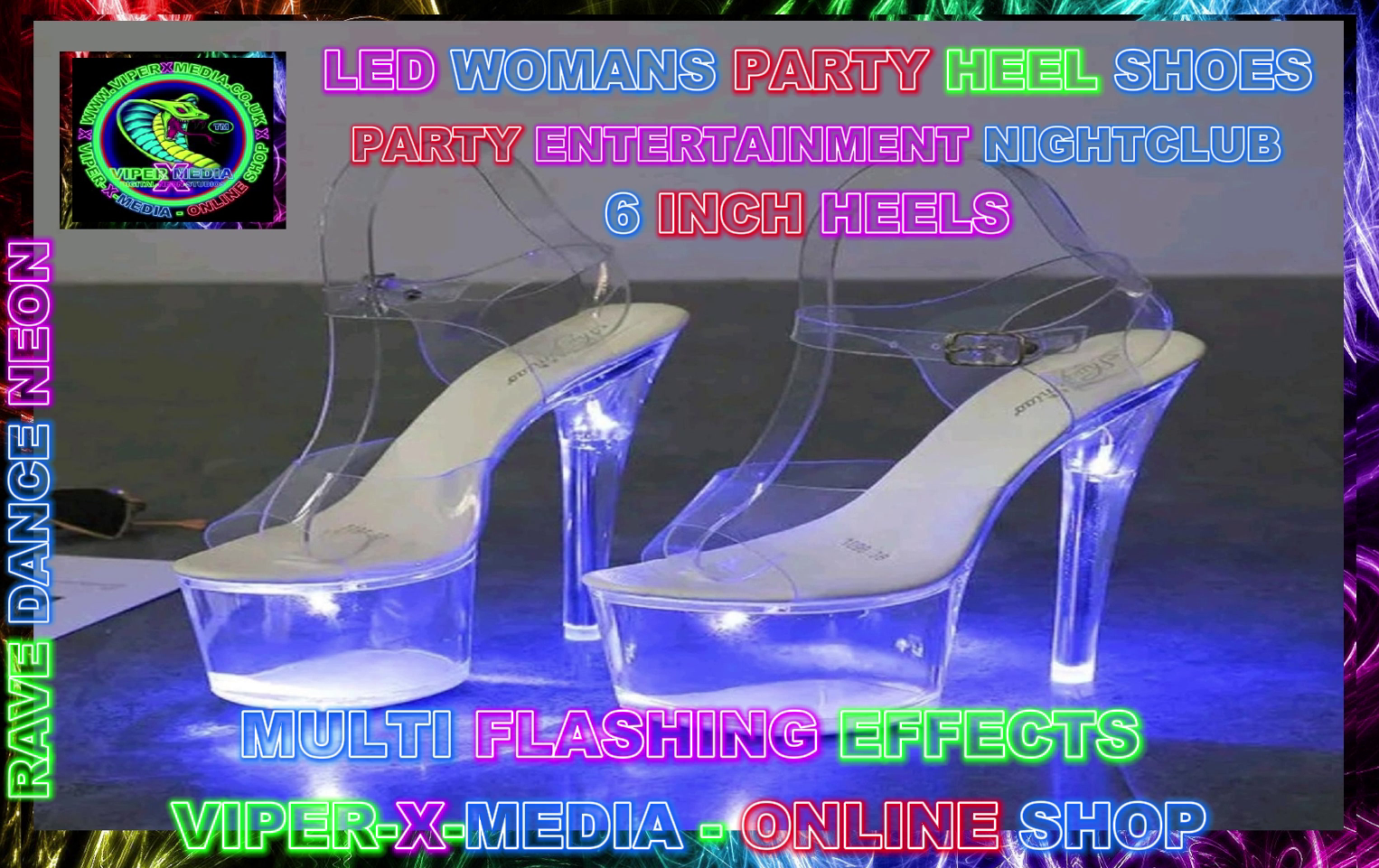 LED WOMANS PARTY 6 INCH HIGH HEELS SHOES MULTI COLOURS UK SIZES - RAVE/DANCE/NEON - Image 5
