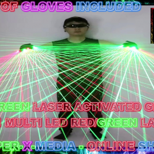 RED/GREEN LASER LED GLOVES MULTI 2 IN 1 PAIR OF GLOVES NIGHTCLUB - RAVE/DANCE/NEON