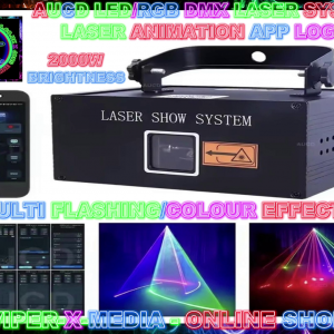 AUCD 2000W LED/RGB LASER ANIMATION APP LOGO MULTI DMX SYSTEM NIGHTCLUB - RAVE/DANCE/NEON