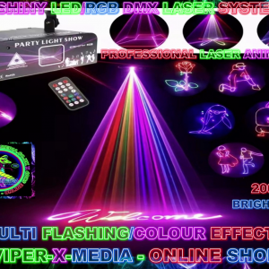 ESHINY 2000W LED/RGB LASER ANIMATION MULTI DMX SYSTEM NIGHTCLUB - RAVE/DANCE/NEON